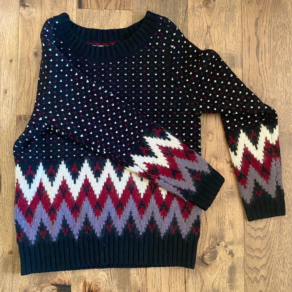 LL Bean - Signature Monroe Wool Pullover Sweater Fair Isle - size M